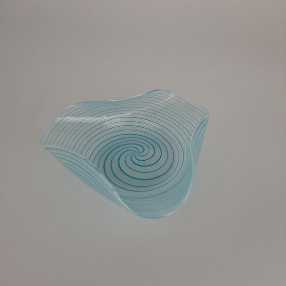 Murano Glass Spiral Design Pin Dish Blue Clear Glass Home Decor - Picture 9 of 14